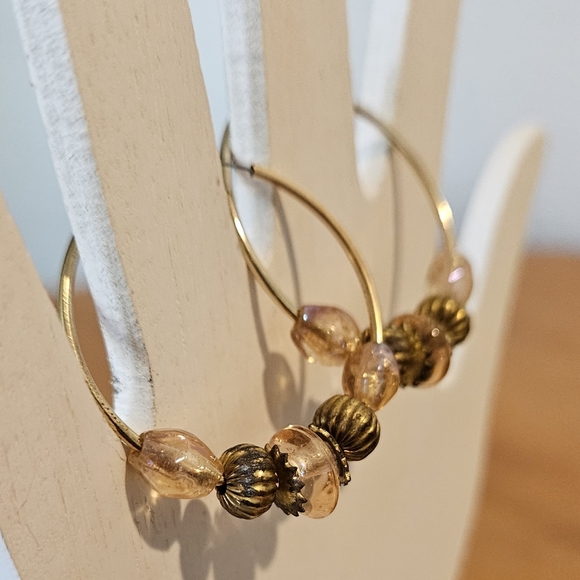 NWT'S - COWGIRL CONFETTI -  Pink Prairie Gold Plated Hoop Earrings - Picture 6 of 7